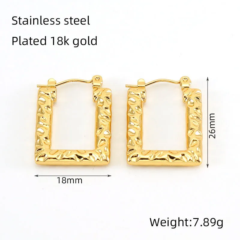 Square Shaped Geometric modern hoop Gold Earring JLT12955