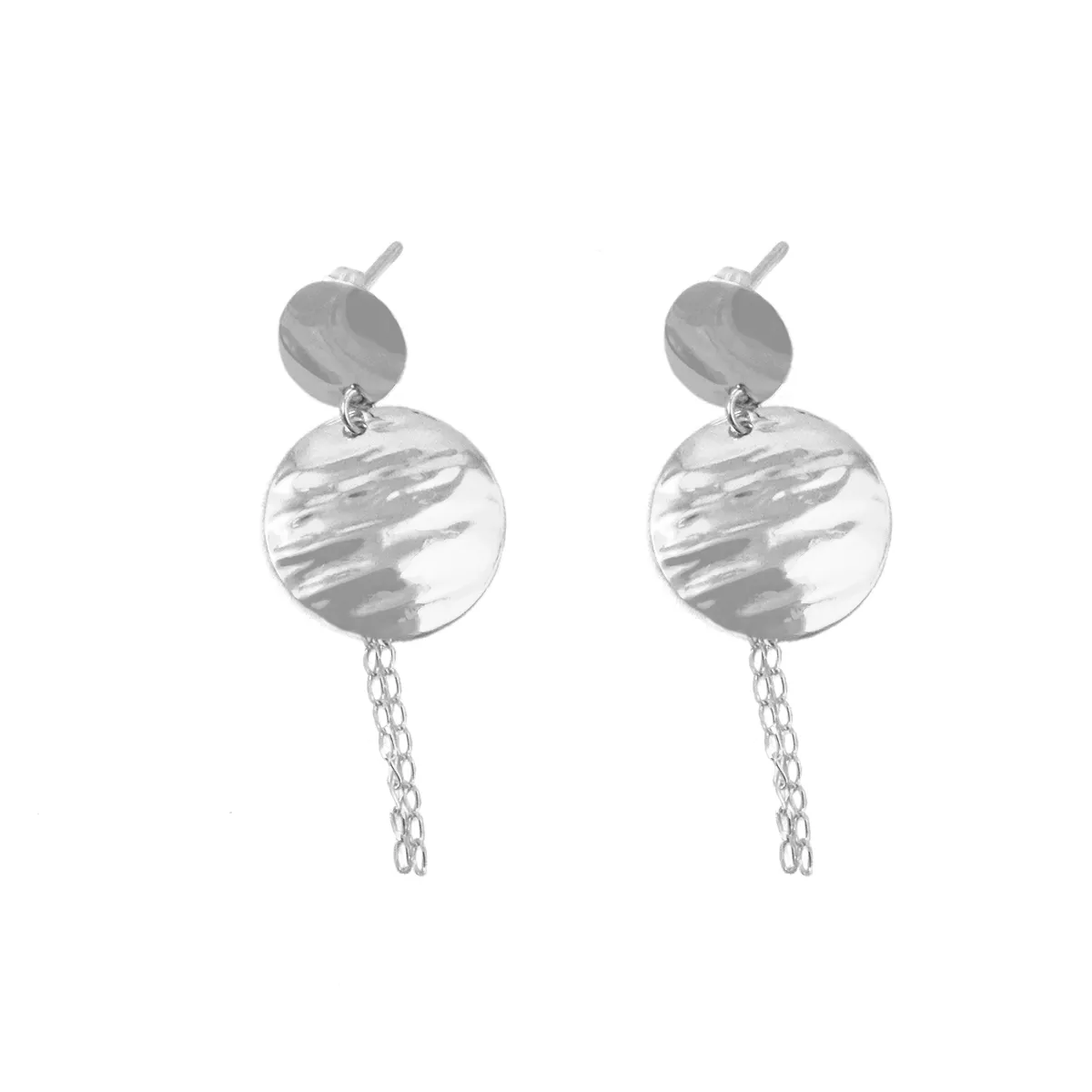 Sterling Silver Circles and Chains Dangle Earrings