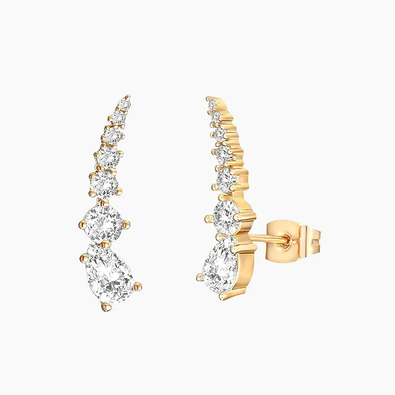 Sterling Silver CZ Climber Earrings