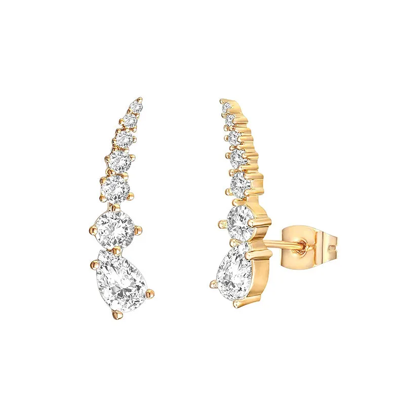 Sterling Silver CZ Climber Earrings