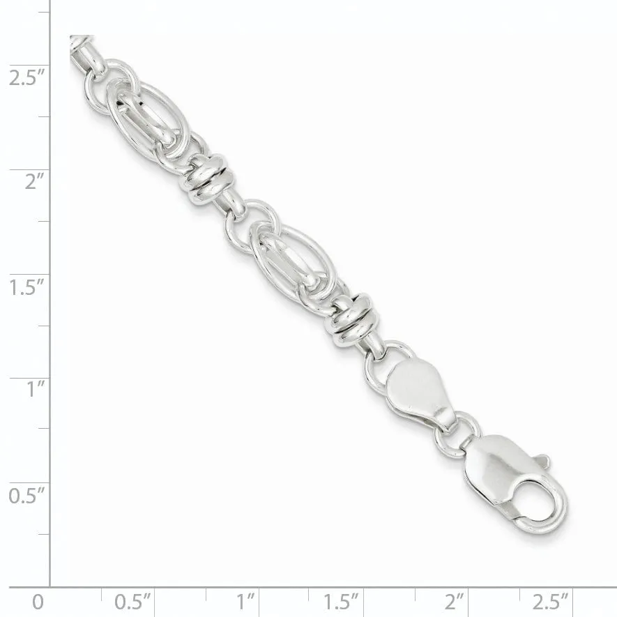 Sterling Silver Diamond Cut Fancy Link Bracelet