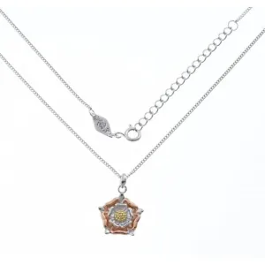 Sterling Silver Rose Gold Plated Royal Rose Necklace ERLN045