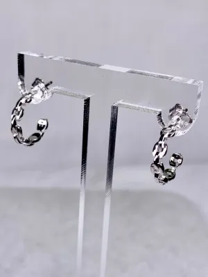 Sterling Small Link Hoop Earring-Silver