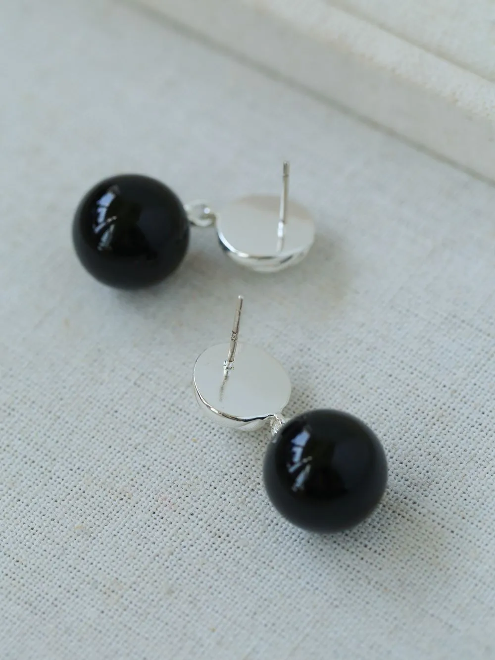 Striped Black Agate Drop Earrings