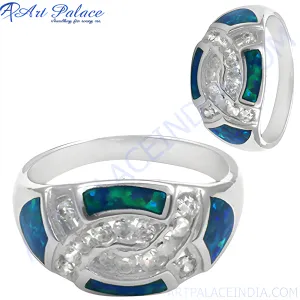 Stunning CZ Inlay Gemstone Silver Ring | Latest Inlay Silver Rings Collection