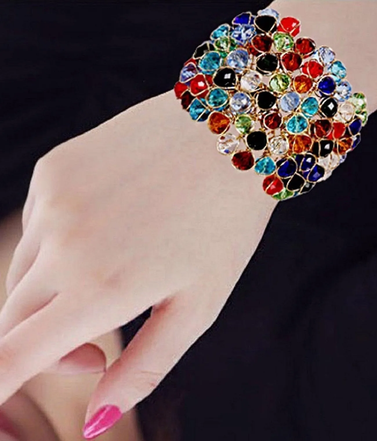 Stylish & Crystal Bracelet Multi Color Combo Set of 3 Suitable Size & Adjustable for Women and Girls