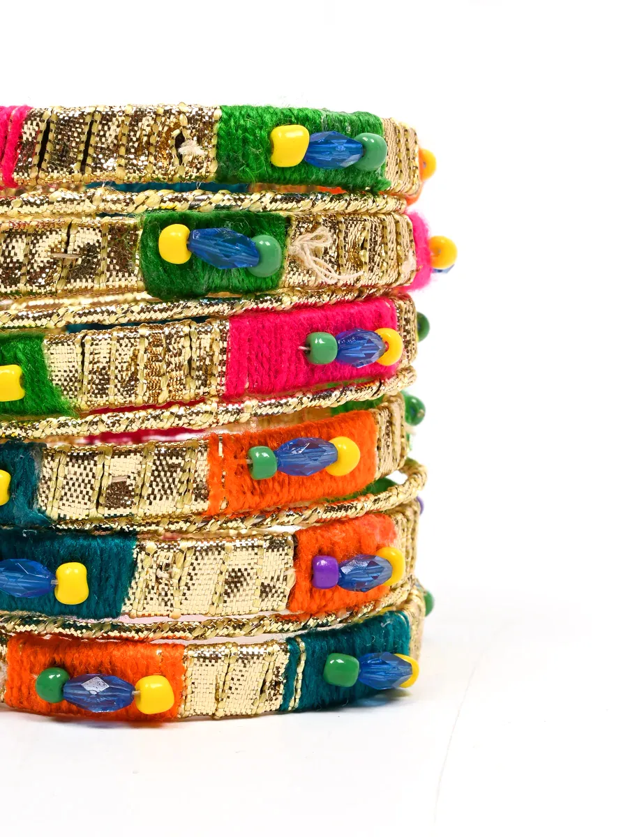 Stylish Multi Gota Bangles For Mehndi Bride