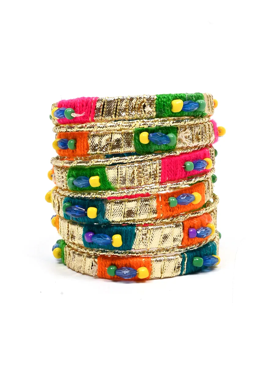 Stylish Multi Gota Bangles For Mehndi Bride