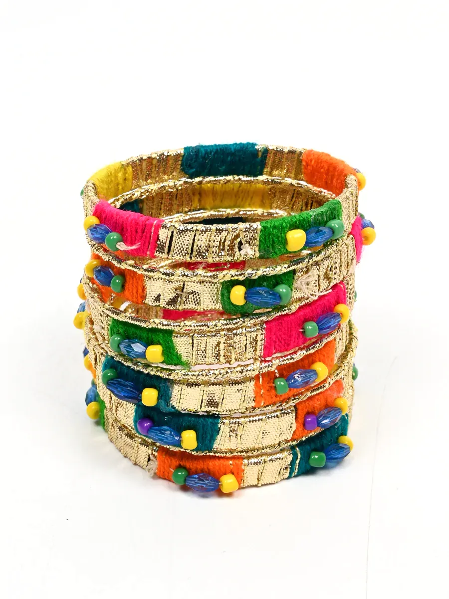 Stylish Multi Gota Bangles For Mehndi Bride