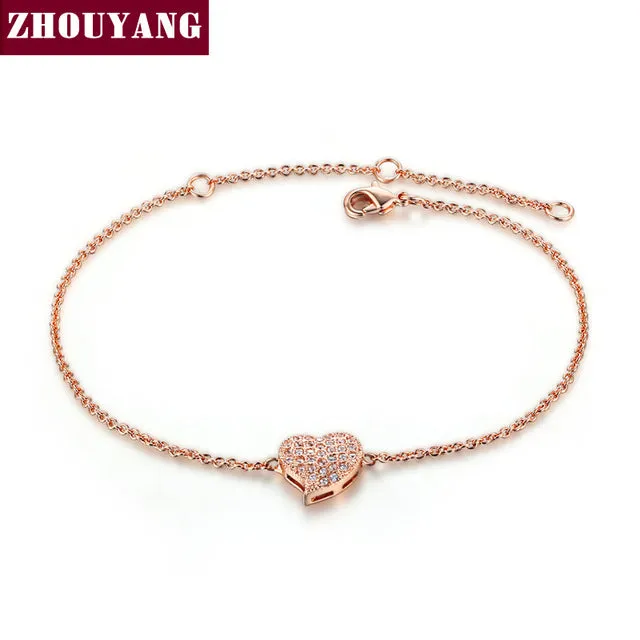 Three Color Micro insert technology Heart Rose Gold Color Bracelet Jewelry Austrian Crystals Wholesale ZYH188 ZYH190 ZYH191