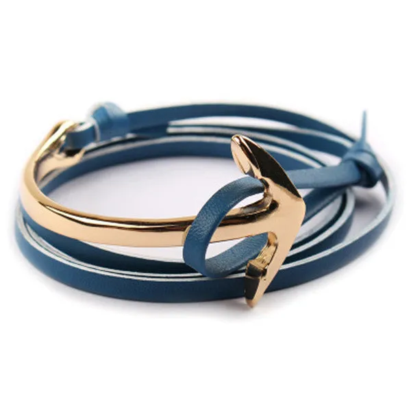 Tom hope New Arrival Fashion Jewelry PU Leather Bracelet Men Half Bend Anchor Bracelet Hooks Bracelets For Gift