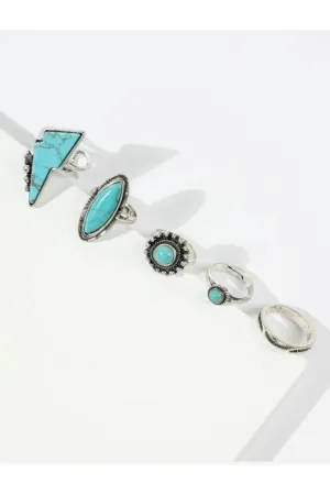 Turquoise Bolt Ring Set