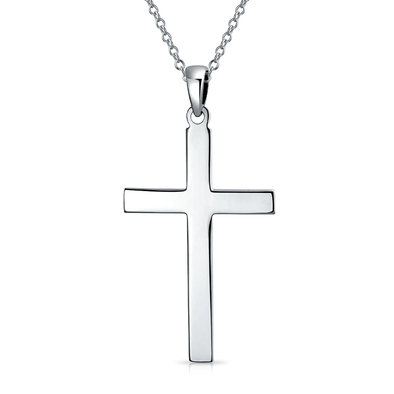 Unisex Religious Cross Pendant Necklace in Sterling Silver for Men