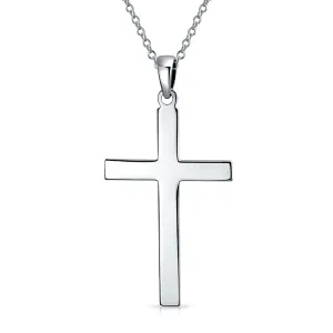 Unisex Religious Cross Pendant Necklace in Sterling Silver for Men