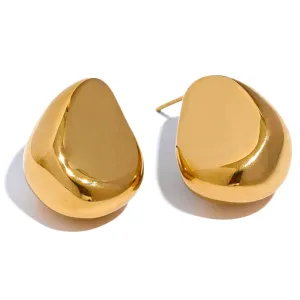 VAIGE Modern Geometric Hollow Stud Earrings in 18K Gold Plated 316L Stainless Steel - Waterproof Fashion Jewelry