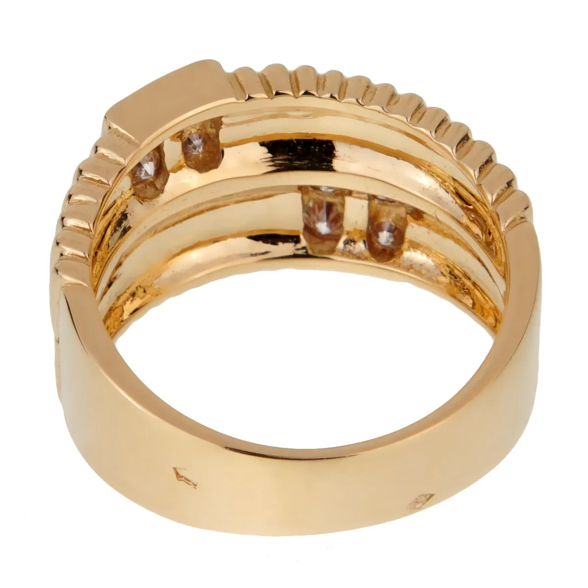 Van Cleef Arpels Vintage Gold Ribbed Diamond Ring