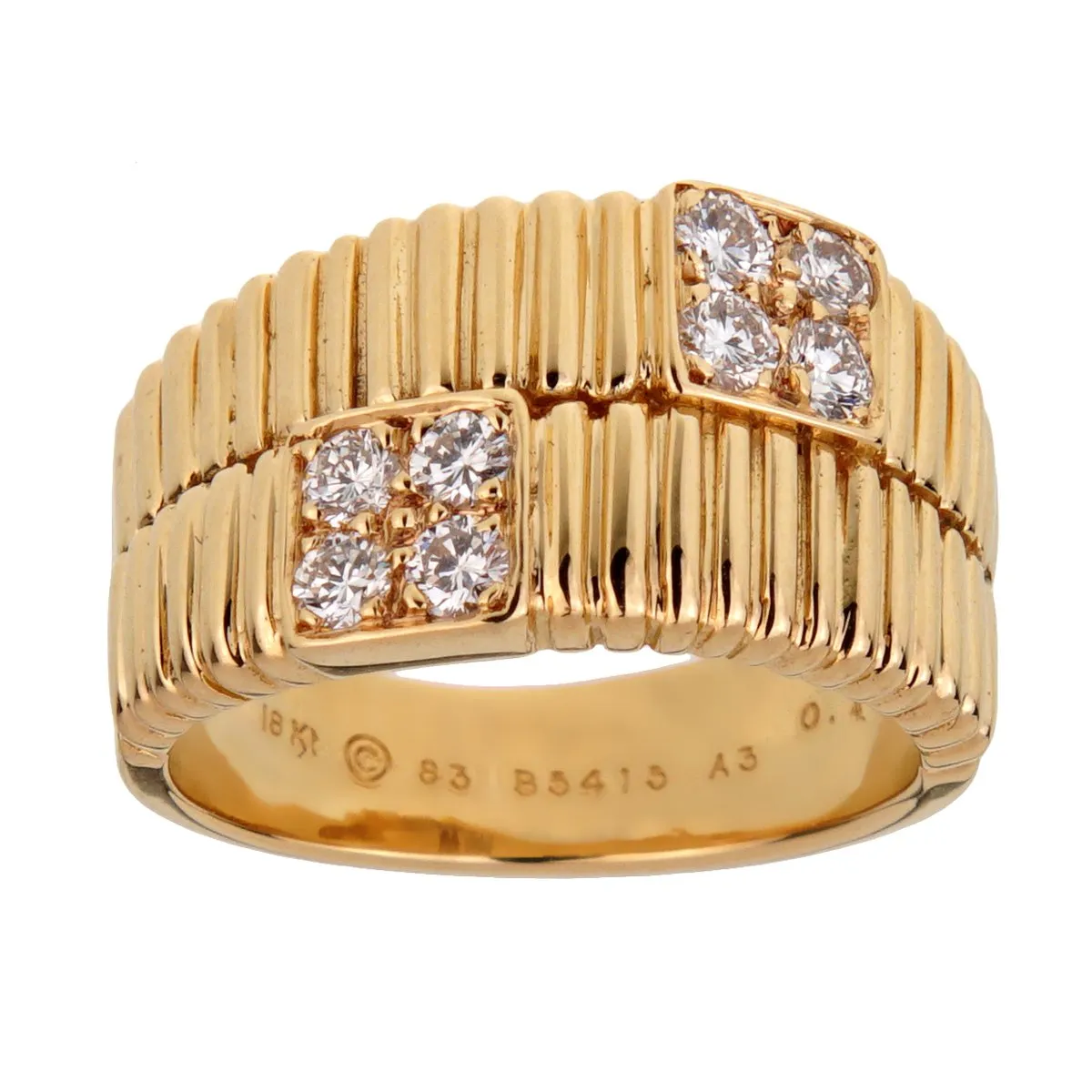 Van Cleef Arpels Vintage Gold Ribbed Diamond Ring