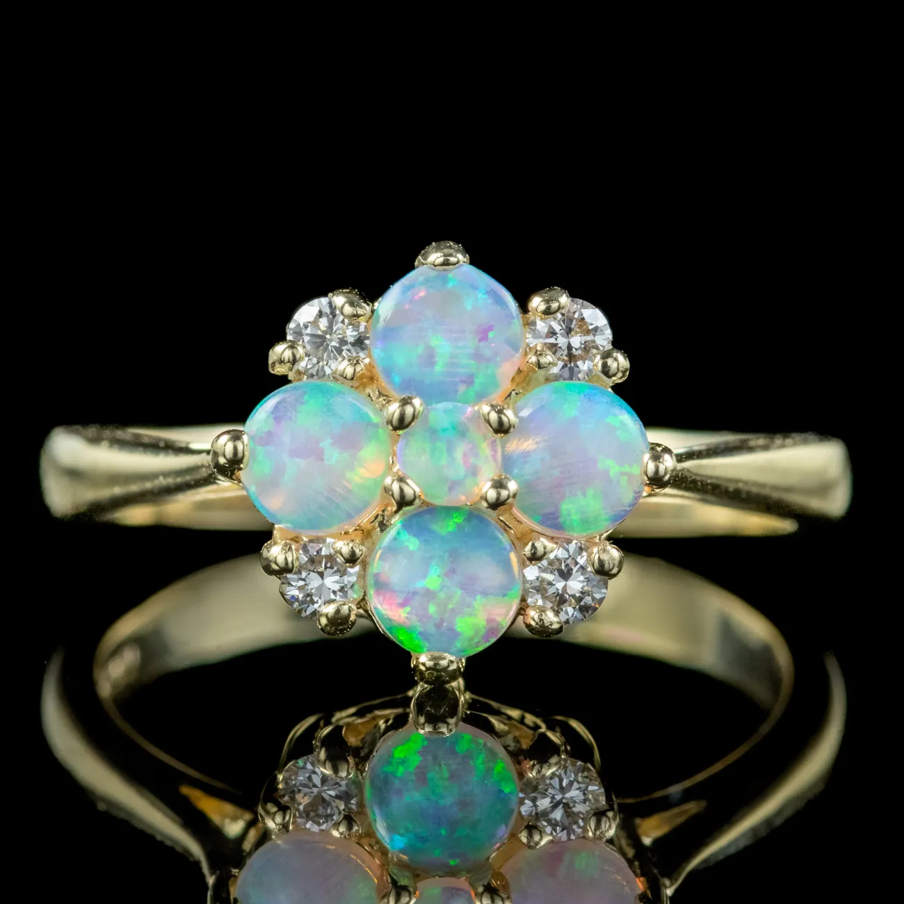 Victorian Style Opal Diamond Cluster Ring