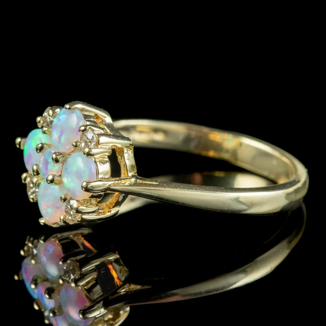 Victorian Style Opal Diamond Cluster Ring