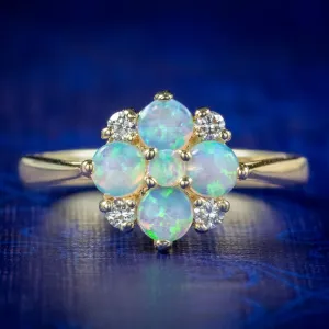 Victorian Style Opal Diamond Cluster Ring