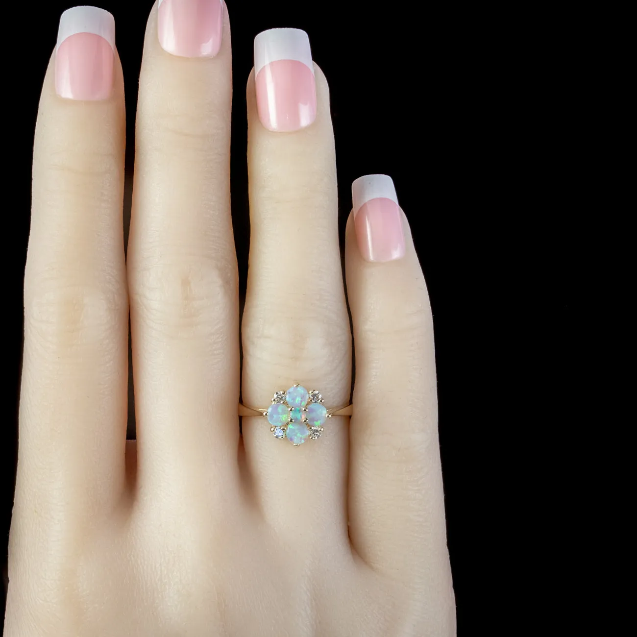 Victorian Style Opal Diamond Cluster Ring