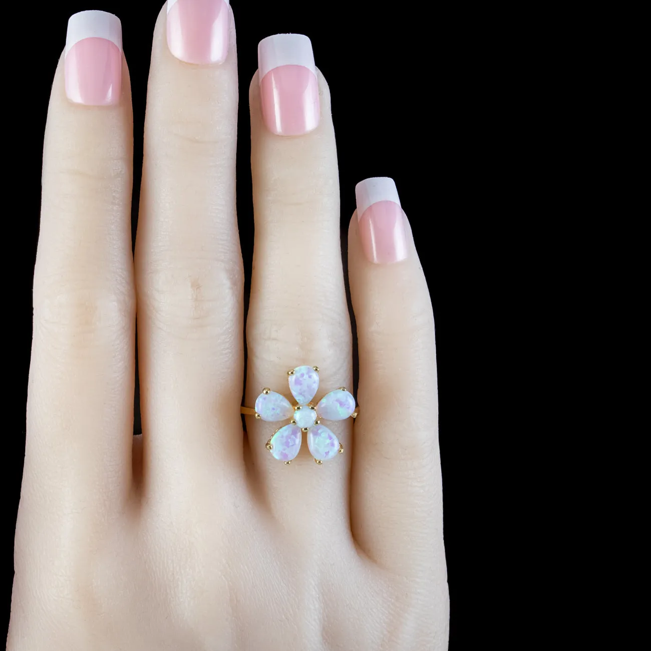 Victorian Style Opal Flower Ring 3.7ct Of Opal