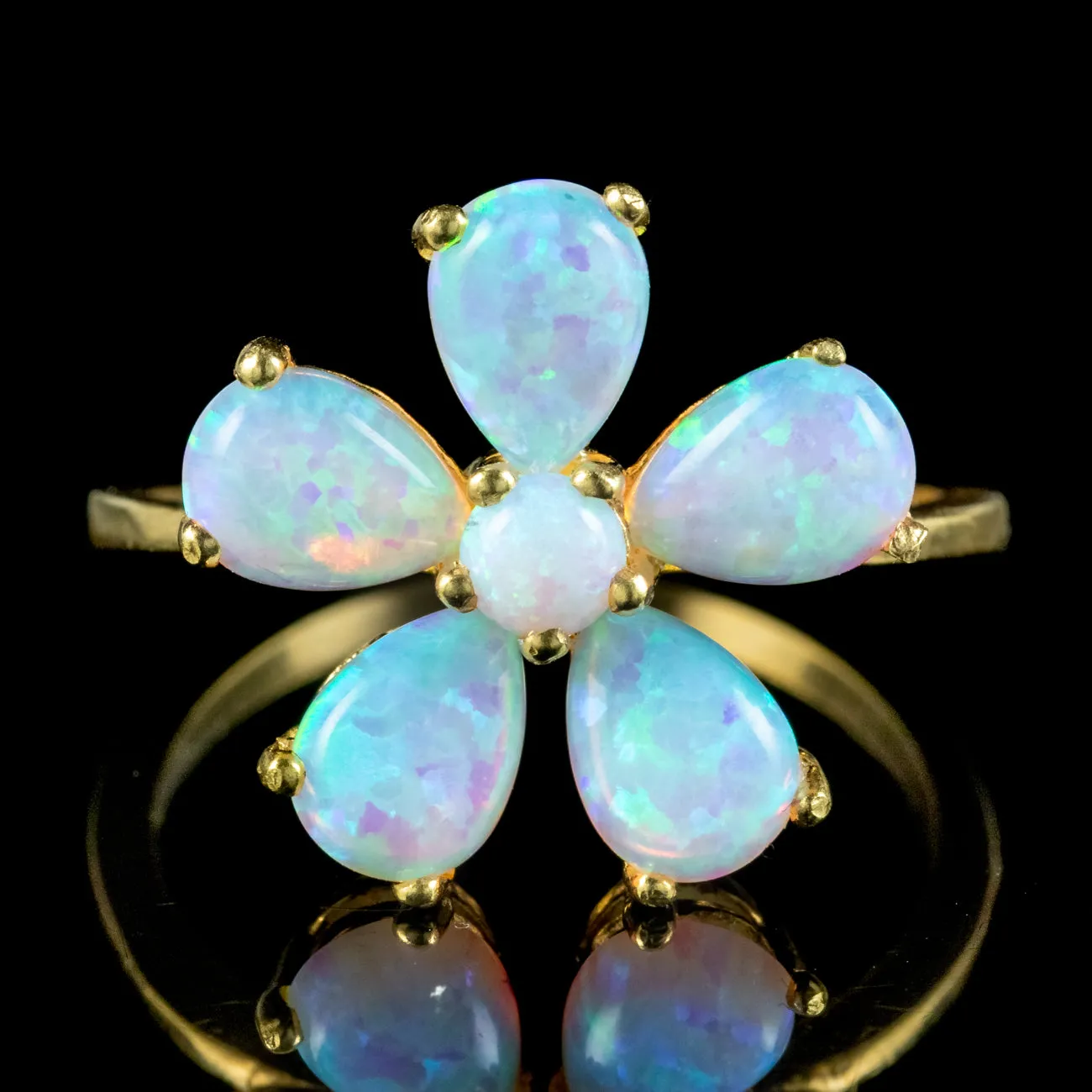 Victorian Style Opal Flower Ring 3.7ct Of Opal