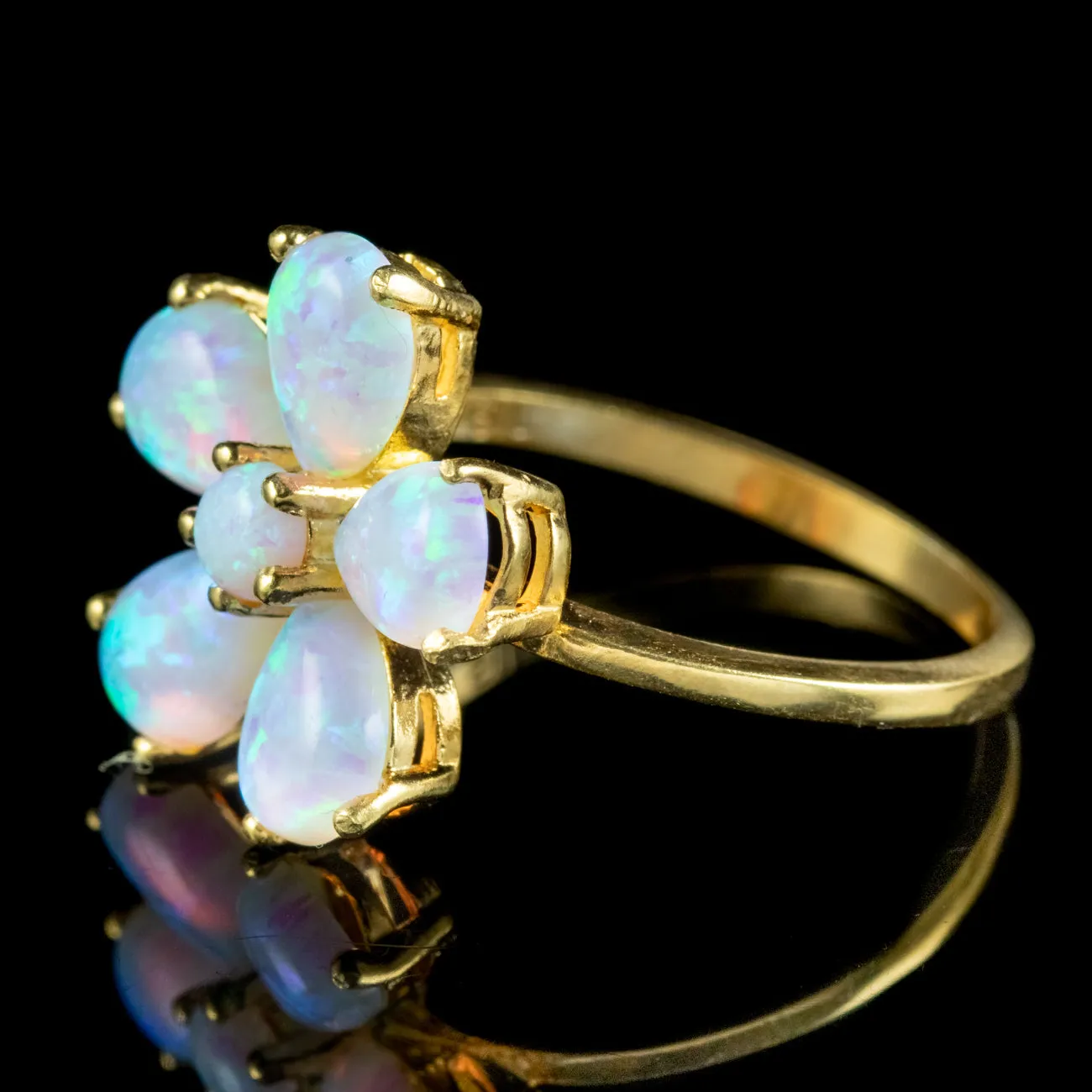 Victorian Style Opal Flower Ring 3.7ct Of Opal