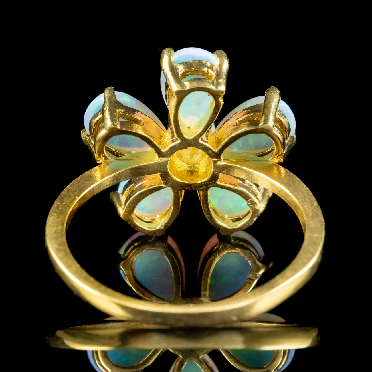 Victorian Style Opal Flower Ring 3.7ct Of Opal