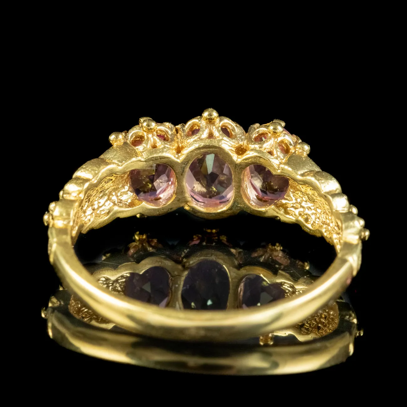 Victorian Style Pink Topaz Trilogy Ring 1.8ct Of Topaz