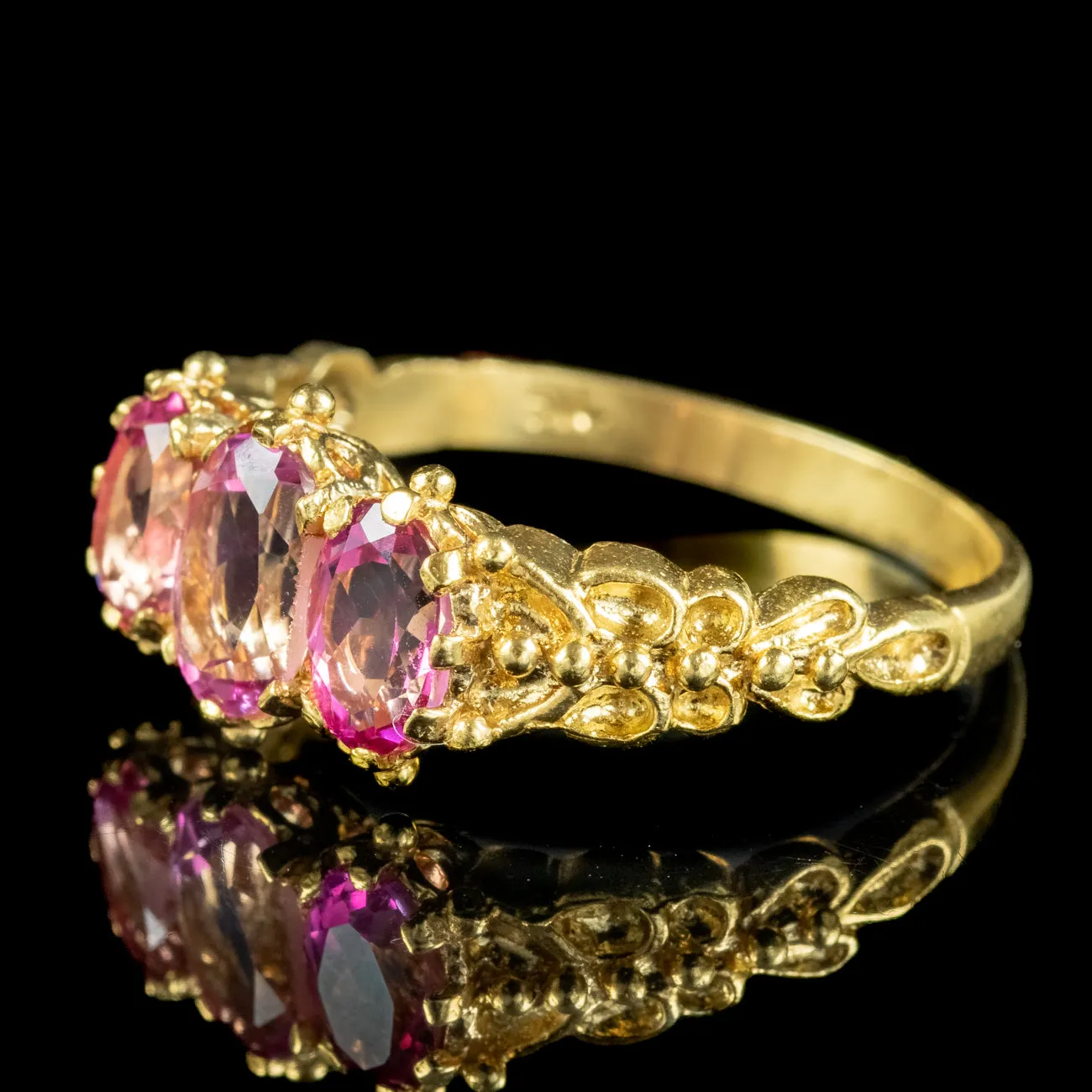 Victorian Style Pink Topaz Trilogy Ring 1.8ct Of Topaz