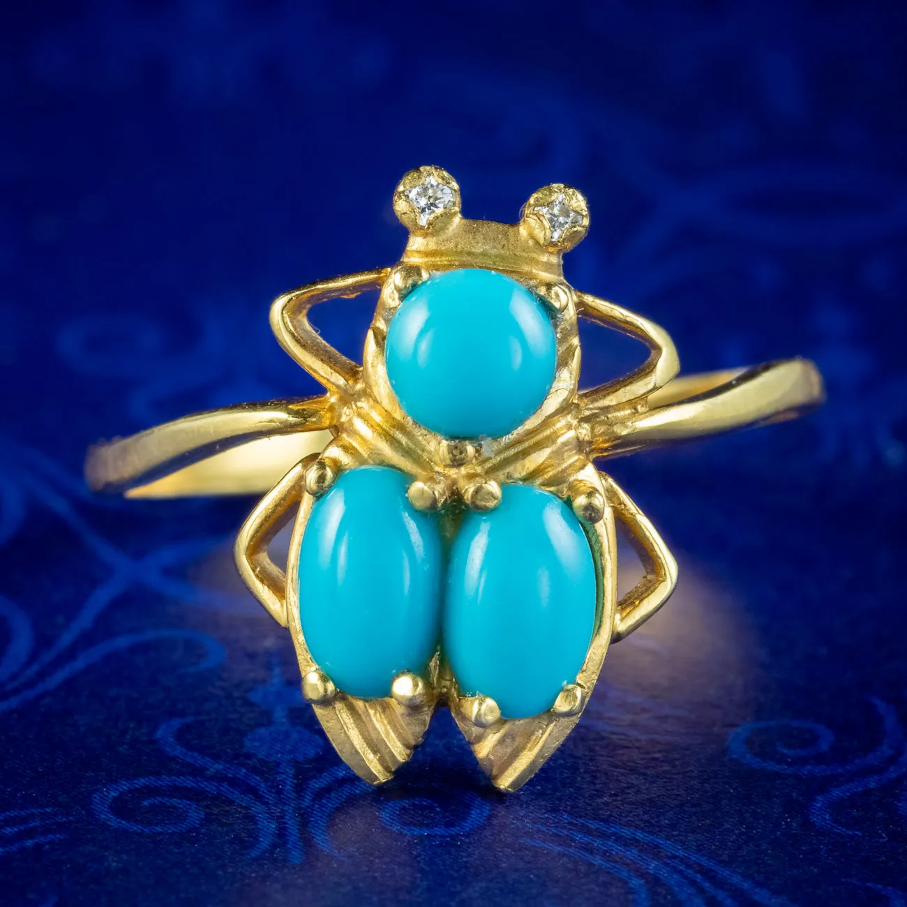 Victorian Style Turquoise Insect Ring