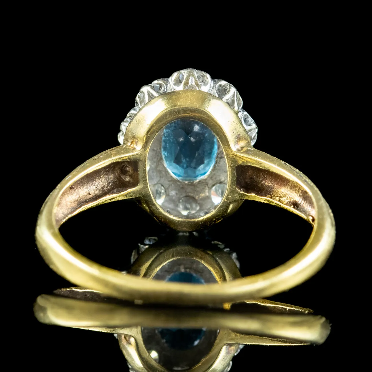 Vintage Blue Zircon Diamond Cluster Ring Dated 1983