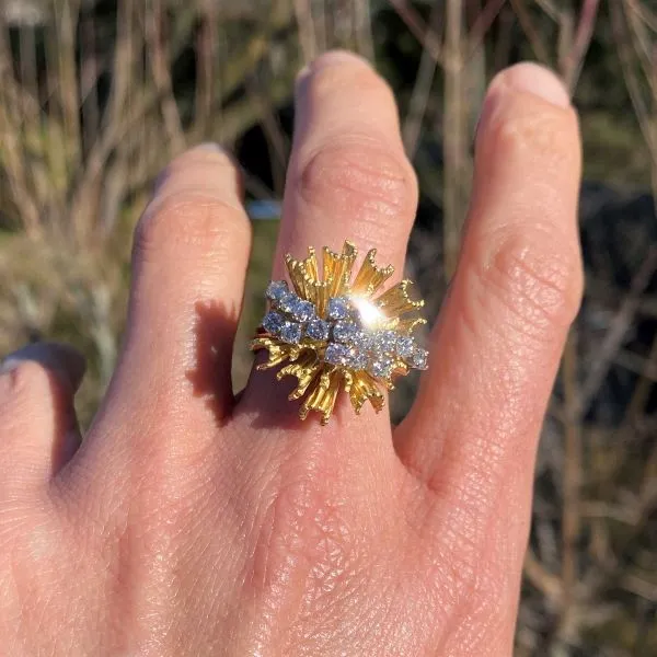 Vintage Brutalist Diamond Ring