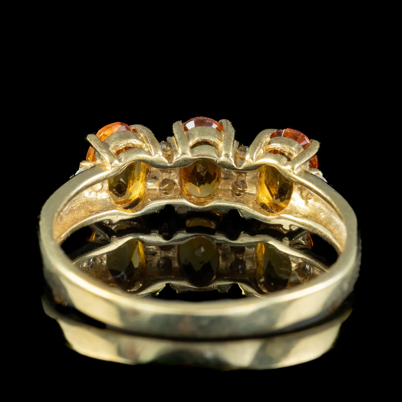 Vintage Citrine Diamond Trilogy Ring 1.5ct Total