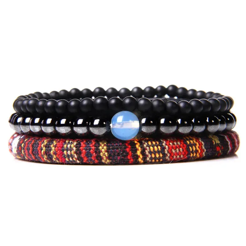 Vintage Multilayer Men Bracelet Natural Stone Lava Beads Bracelet Fashion Black Arrow Charm Bracelet Bangles Jewelry Male Women