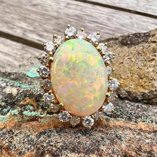 Vintage Opal & Diamond Ring