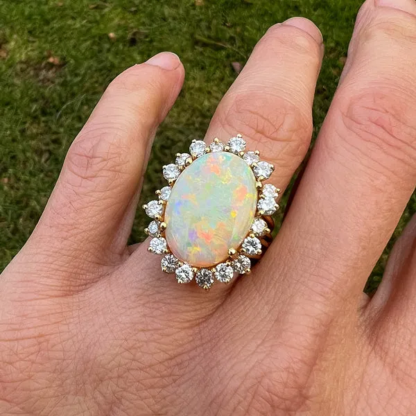 Vintage Opal & Diamond Ring