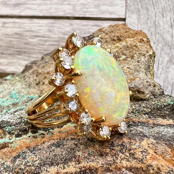 Vintage Opal & Diamond Ring