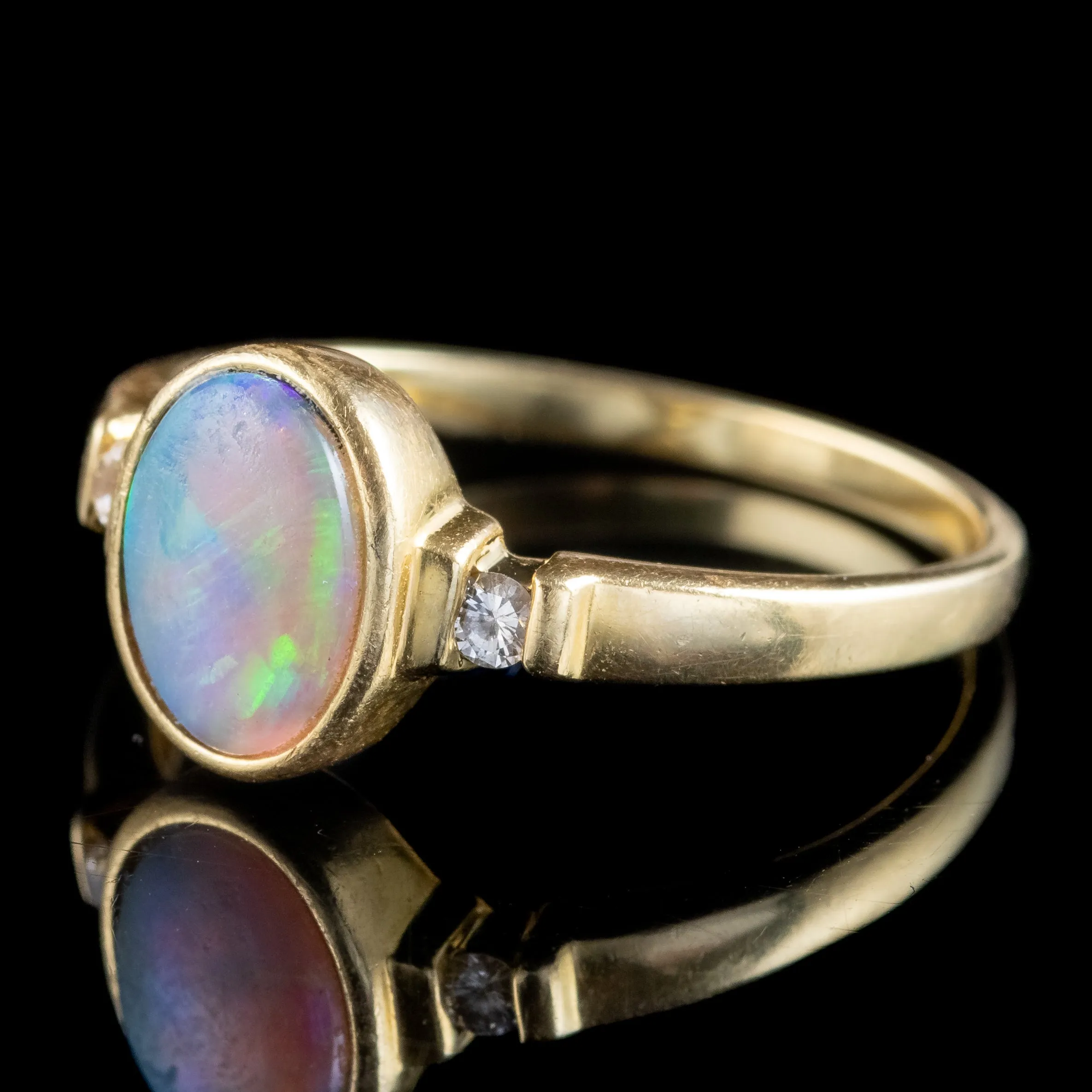 Vintage Opal Diamond Trilogy Ring 1.5ct Opal