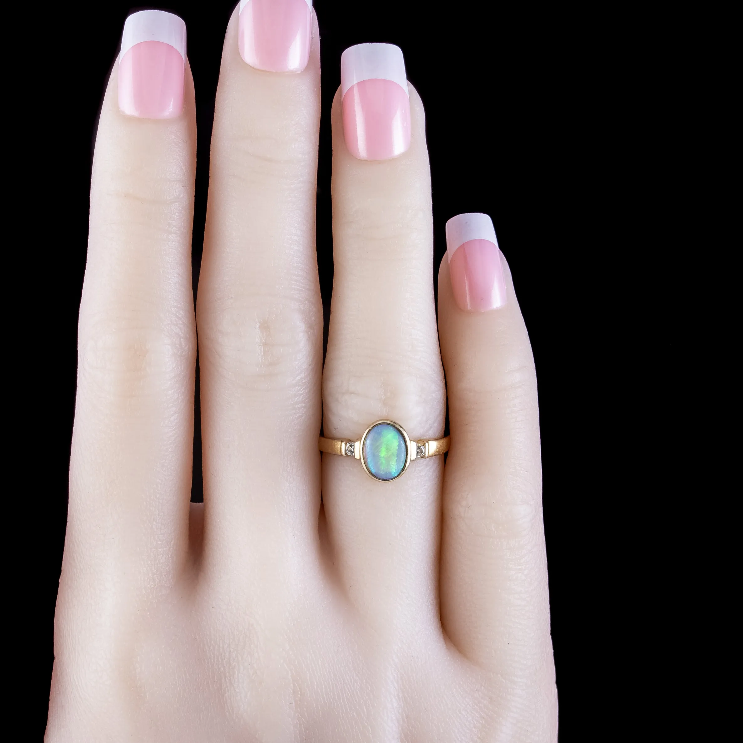 Vintage Opal Diamond Trilogy Ring 1.5ct Opal