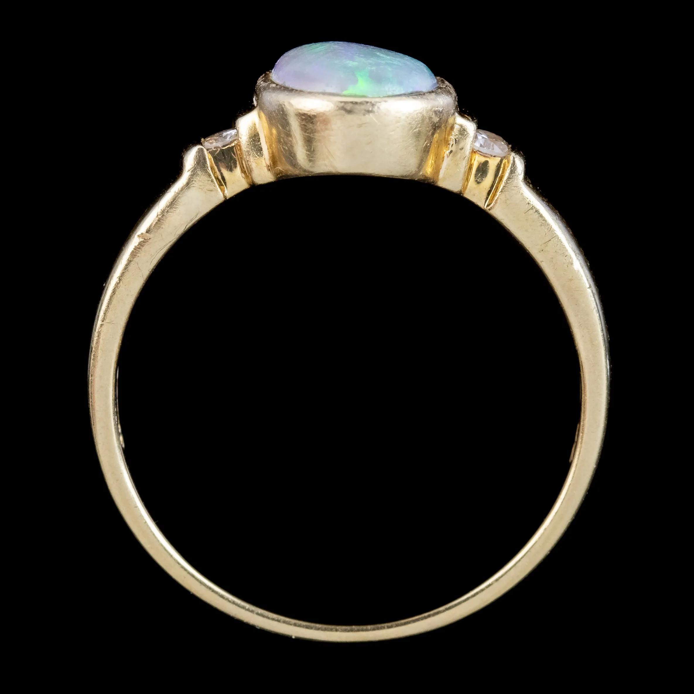 Vintage Opal Diamond Trilogy Ring 1.5ct Opal