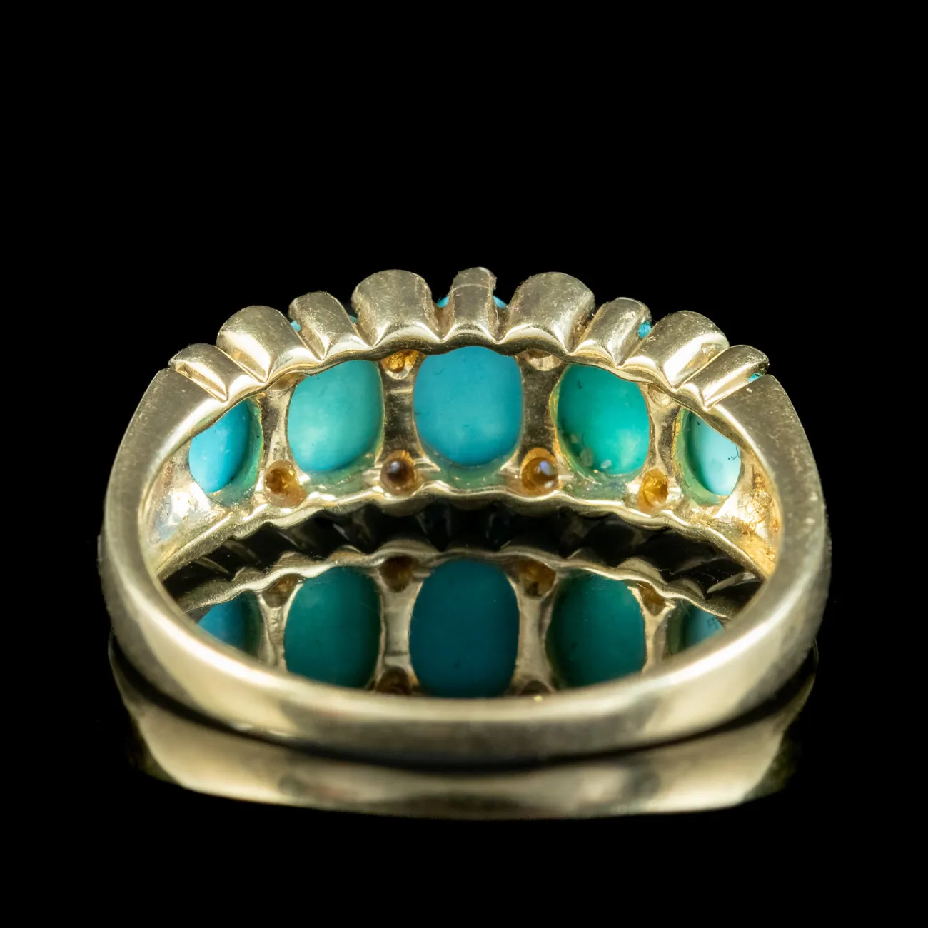 Vintage Turquoise Diamond Five Stone Ring 1.2ct Turquoise