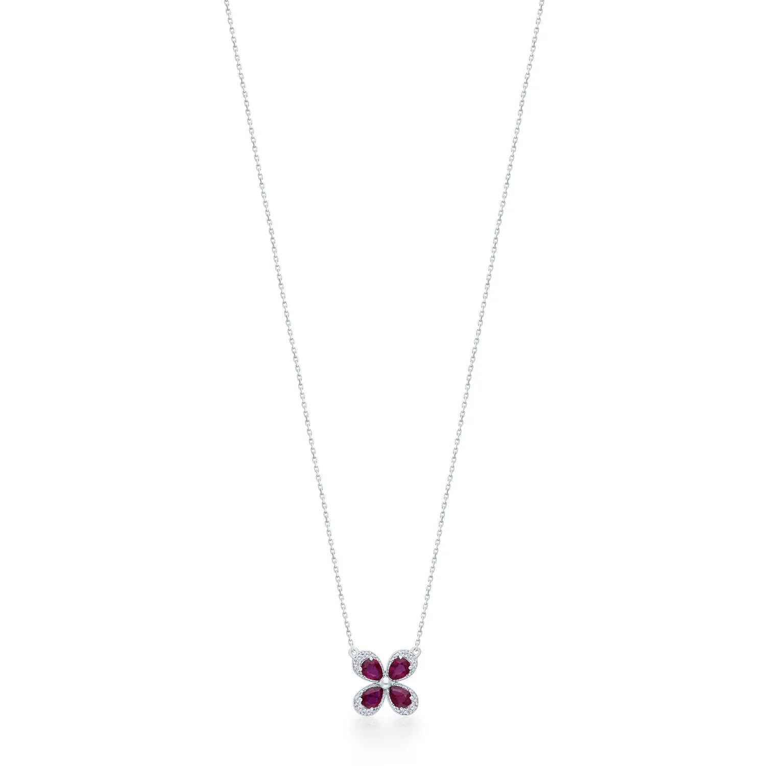 White Gold Ruby & Diamond Heirloom Pendant