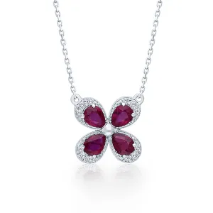 White Gold Ruby & Diamond Heirloom Pendant