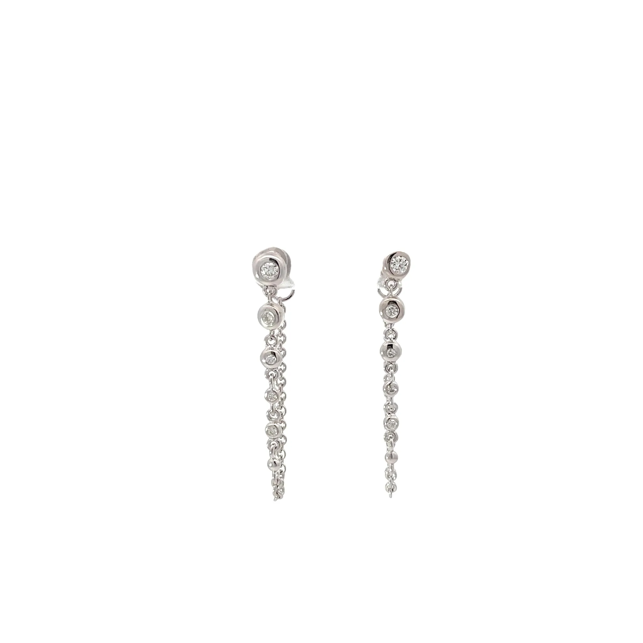 White Modern Electrum Diamond Drop Earrings