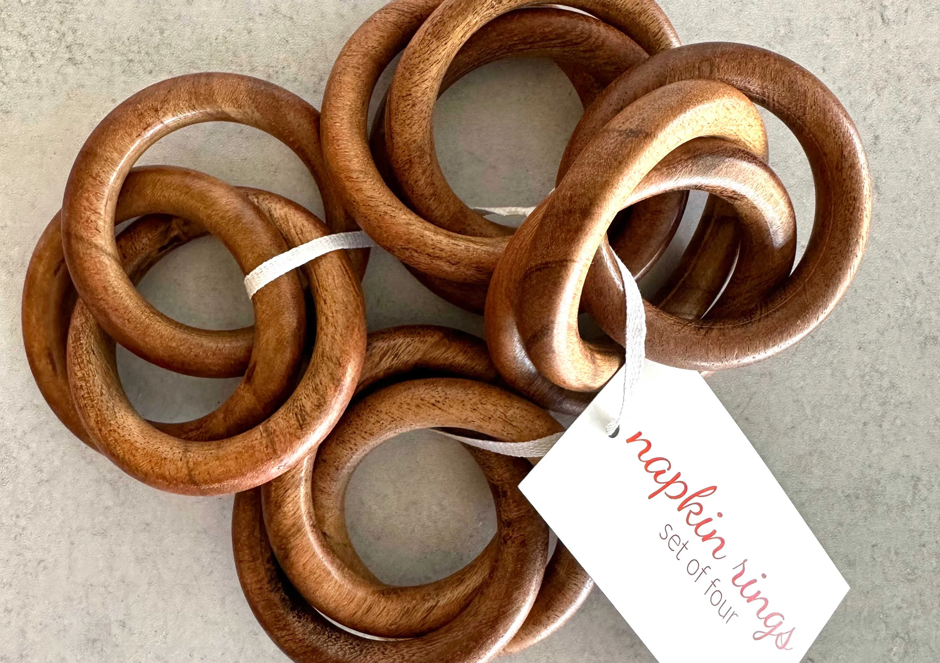 Wood Bangles Napkin Rings, set of four