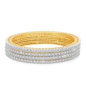 Yellow Chimes American Diamond Bangles Set for Women Gold Plated High Grade Authentic White AD Jewellery Bangles Set for Women and Girls