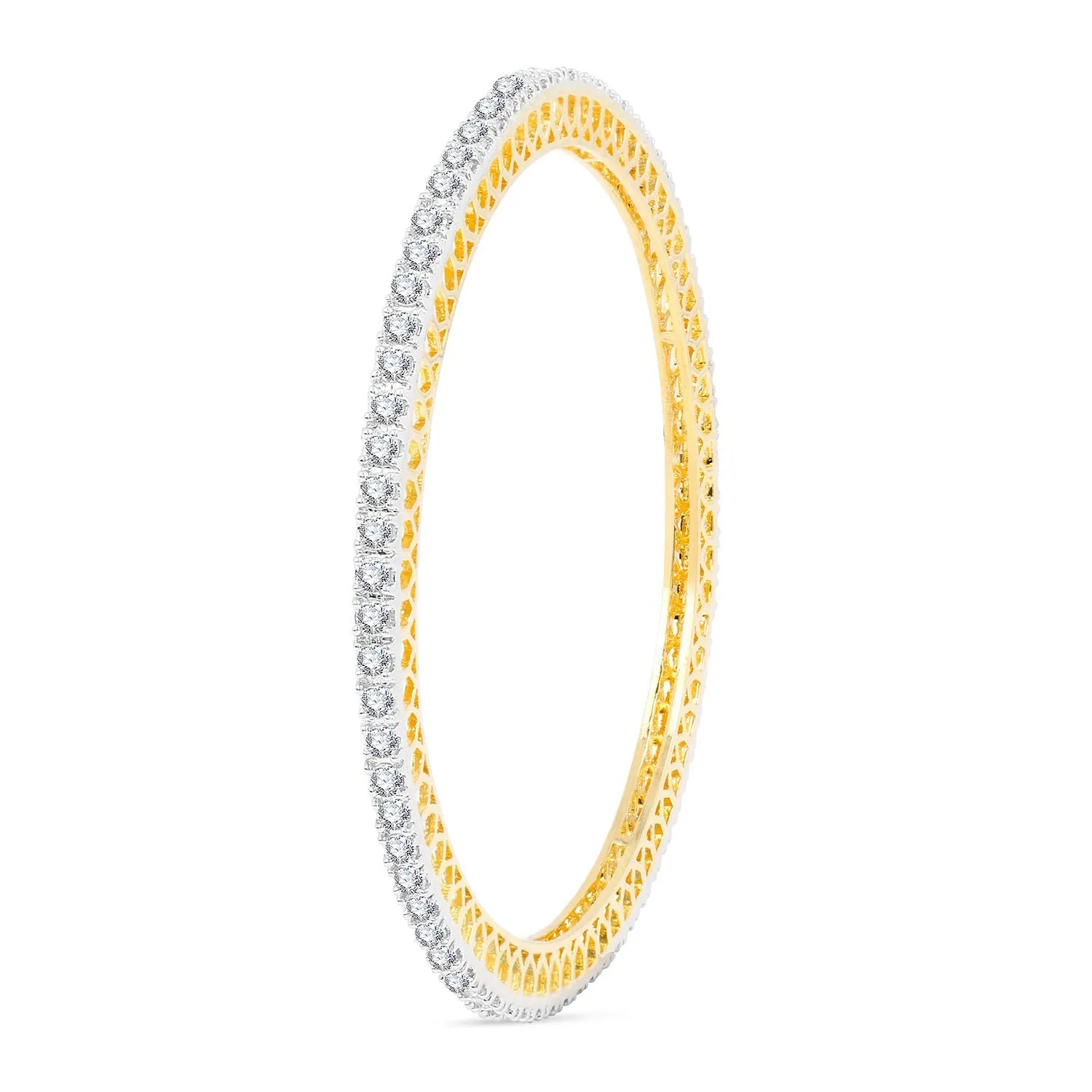 Yellow Chimes American Diamond Bangles Set for Women Gold Plated High Grade Authentic White AD Jewellery Bangles Set for Women and Girls