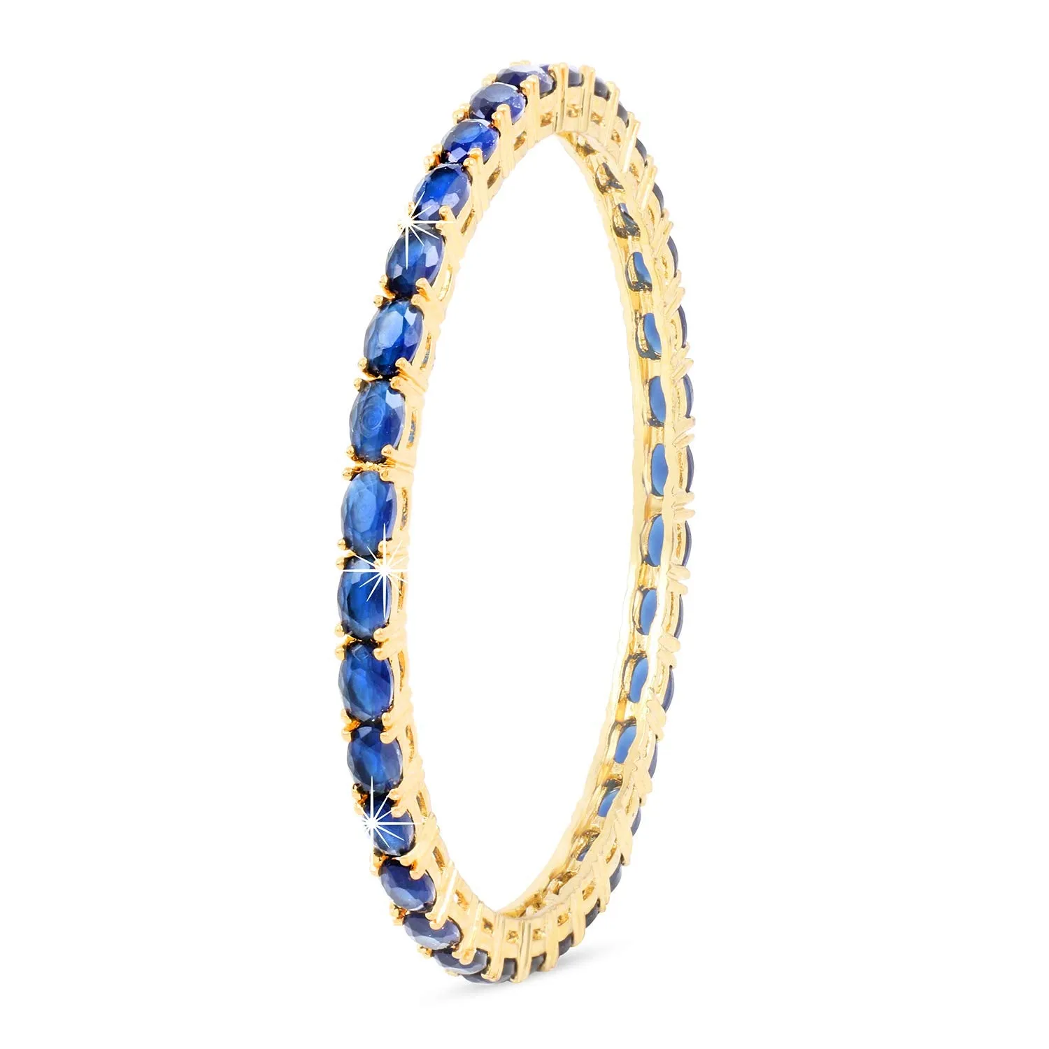 Yellow Chimes Elegant Sapphire Blue AD/American Diamond Studded 18k Gold Plated 4 PCs HandCrafted Bangles Set for Women & Girls (2.6)